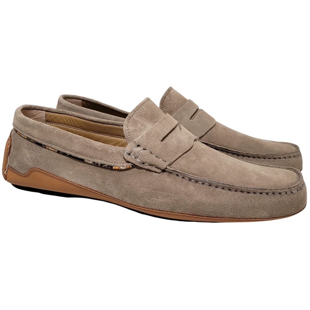 Taft Men Luke Slip On Penny Driving Loafers Size US 11.5D Taupe Brown Suede